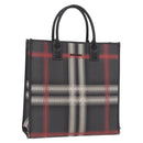 BURBERRY Nova Check Hand Bag PVC Leather Black Red Auth 205962-1