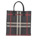 BURBERRY Nova Check Hand Bag PVC Leather Black Red Auth 205962-2