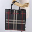 BURBERRY Nova Check Hand Bag PVC Leather Black Red Auth 205962-29