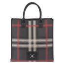 BURBERRY Nova Check Hand Bag PVC Leather Black Red Auth 205962-3
