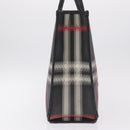 BURBERRY Nova Check Hand Bag PVC Leather Black Red Auth 205962-4