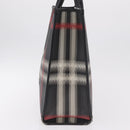 BURBERRY Nova Check Hand Bag PVC Leather Black Red Auth 205962-7