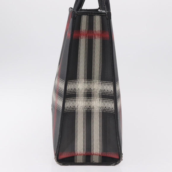 BURBERRY Nova Check Hand Bag PVC Leather Black Red Auth 205962