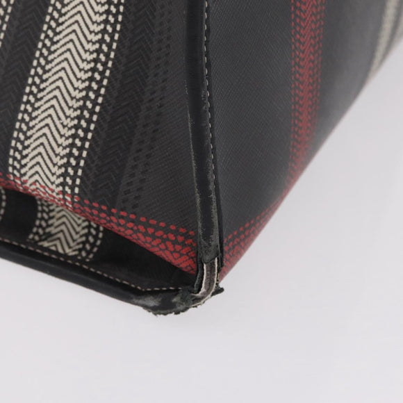 BURBERRY Nova Check Hand Bag PVC Leather Black Red Auth 205962