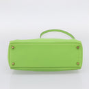 HERMES Kelly 32 Hand Bag Leather 2way Green Gold Auth 205964SM-12