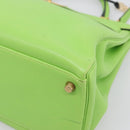 HERMES Kelly 32 Hand Bag Leather 2way Green Gold Auth 205964SM-13
