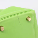 HERMES Kelly 32 Hand Bag Leather 2way Green Gold Auth 205964SM-17