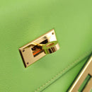 HERMES Kelly 32 Hand Bag Leather 2way Green Gold Auth 205964SM-23