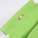 HERMES Kelly 32 Hand Bag Leather 2way Green Gold Auth 205964SM-26