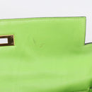HERMES Kelly 32 Hand Bag Leather 2way Green Gold Auth 205964SM-28