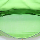 HERMES Kelly 32 Hand Bag Leather 2way Green Gold Auth 205964SM-29