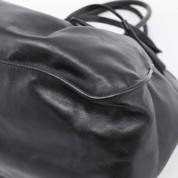 PRADA Tote Bag Leather Black Silver Auth 205973M