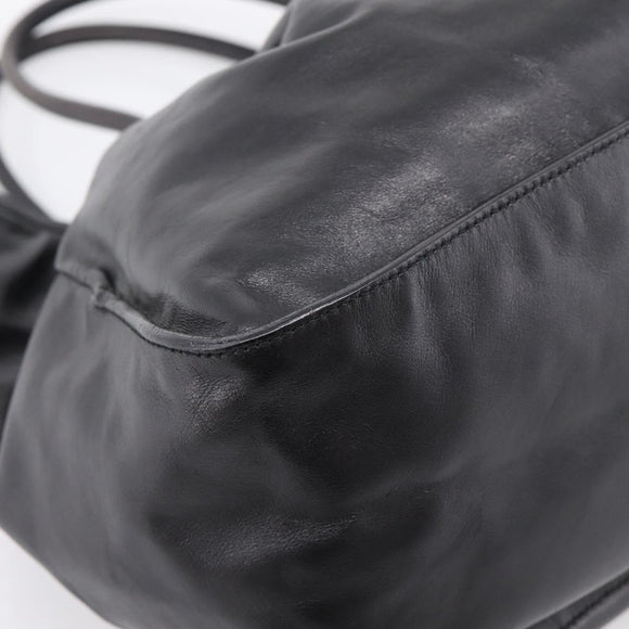 PRADA Tote Bag Leather Black Silver Auth 205973M