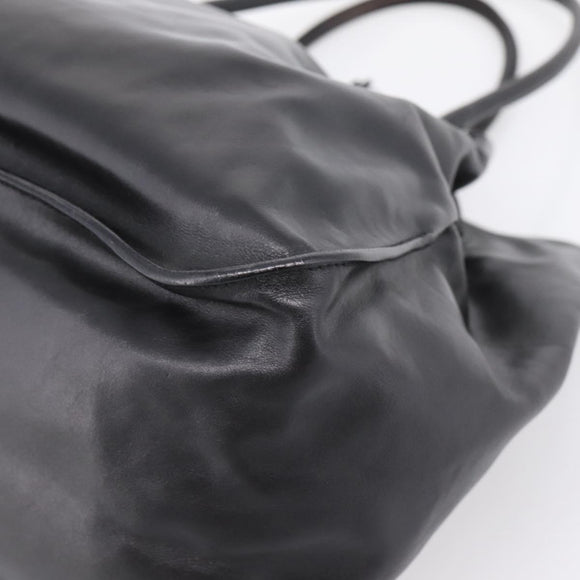 PRADA Tote Bag Leather Black Silver Auth 205973M