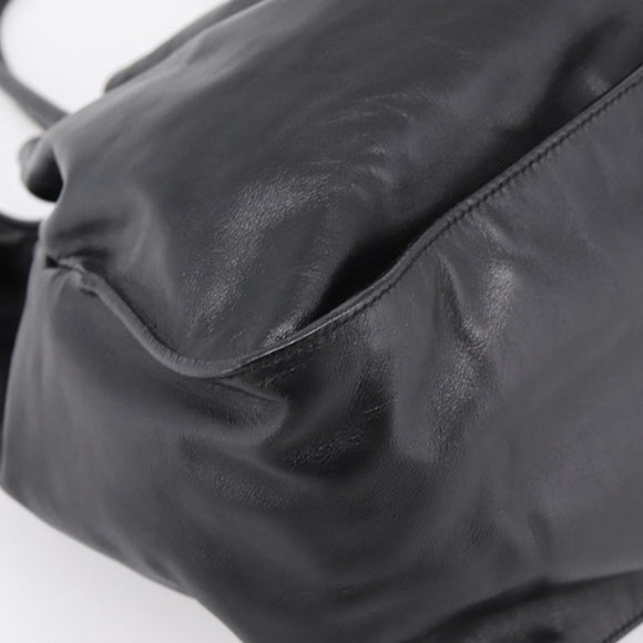 PRADA Tote Bag Leather Black Silver Auth 205973M