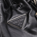 PRADA Tote Bag Leather Black Silver Auth 205973M-14