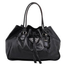 PRADA Tote Bag Leather Black Silver Auth 205973M-2