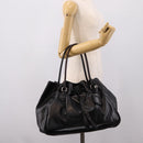 PRADA Tote Bag Leather Black Silver Auth 205973M-24