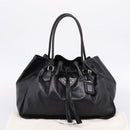 PRADA Tote Bag Leather Black Silver Auth 205973M-25