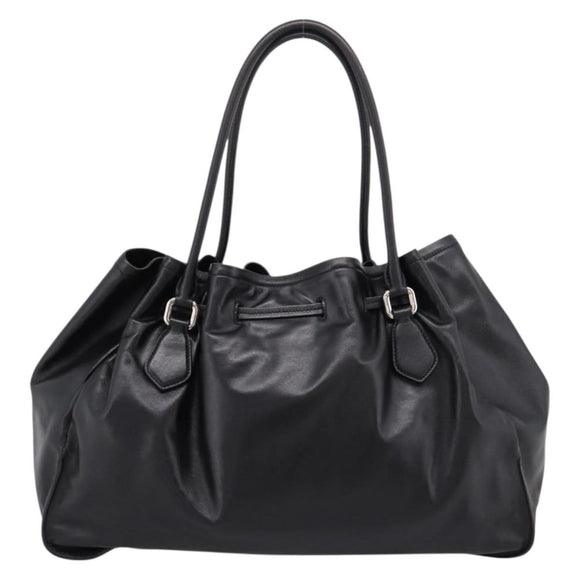 PRADA Tote Bag Leather Black Silver Auth 205973M