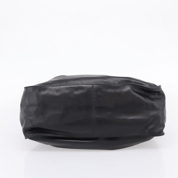 PRADA Tote Bag Leather Black Silver Auth 205973M
