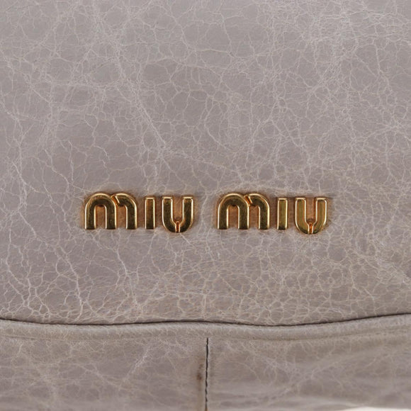 Miu Miu Shoulder Bag Vitellolux Gray Gold Auth 205975V
