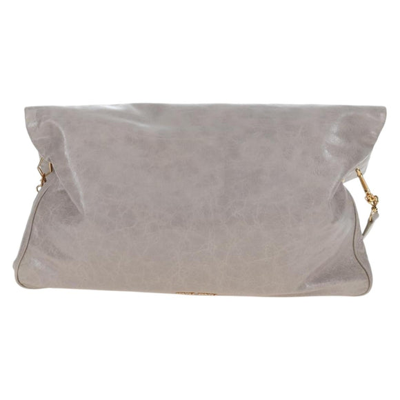 Miu Miu Shoulder Bag Vitellolux Gray Gold Auth 205975V