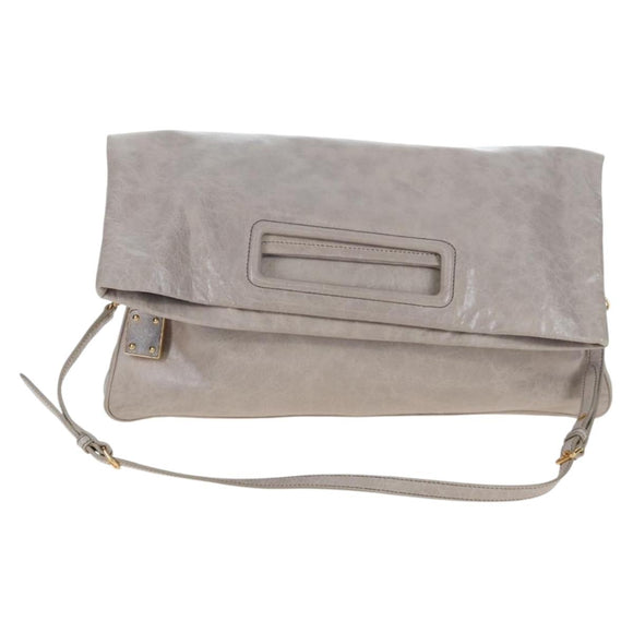 Miu Miu Shoulder Bag Vitellolux Gray Gold Auth 205975V