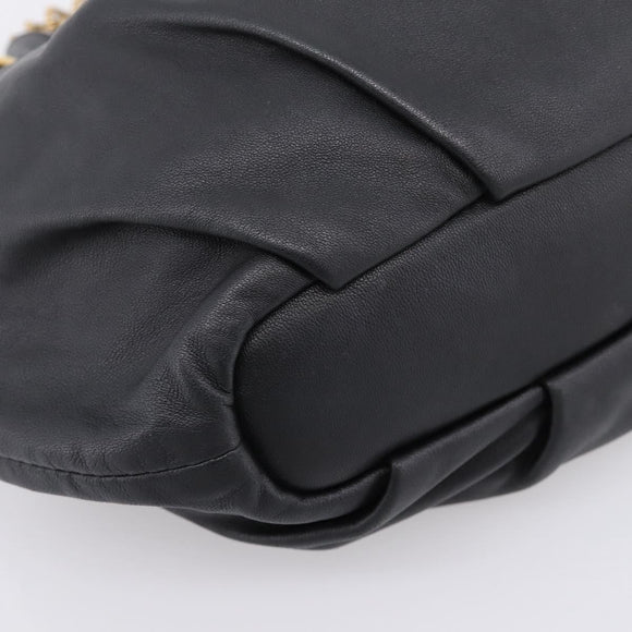 PRADA Chain Shoulder Shoulder Bag Leather Black Gold Auth 205977M