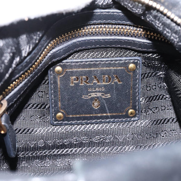 PRADA Chain Shoulder Shoulder Bag Leather Black Gold Auth 205977M