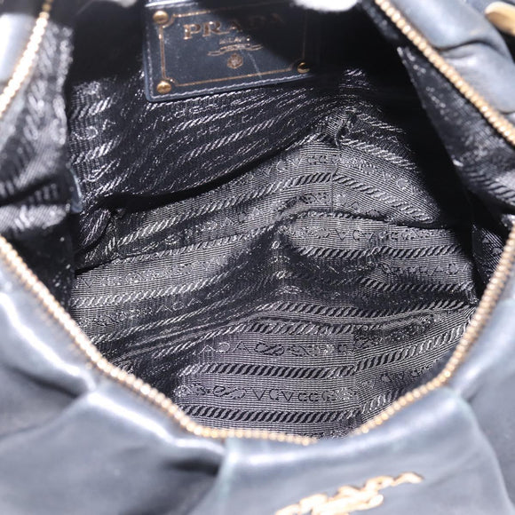 PRADA Chain Shoulder Shoulder Bag Leather Black Gold Auth 205977M