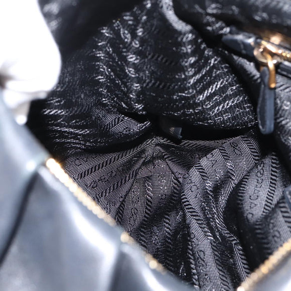 PRADA Chain Shoulder Shoulder Bag Leather Black Gold Auth 205977M
