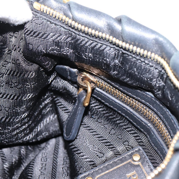 PRADA Chain Shoulder Shoulder Bag Leather Black Gold Auth 205977M