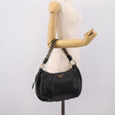 PRADA Chain Shoulder Shoulder Bag Leather Black Gold Auth 205977M-24