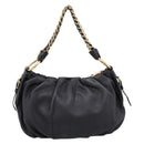 PRADA Chain Shoulder Shoulder Bag Leather Black Gold Auth 205977M-2
