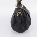 PRADA Chain Shoulder Shoulder Bag Leather Black Gold Auth 205977M-3