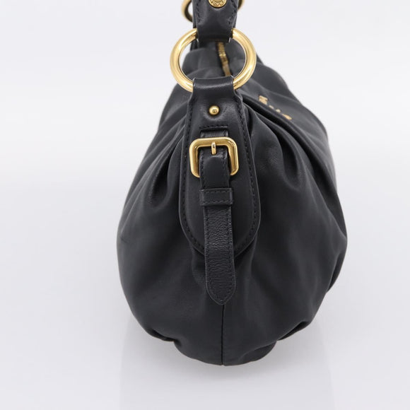 PRADA Chain Shoulder Shoulder Bag Leather Black Gold Auth 205977M