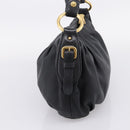 PRADA Chain Shoulder Shoulder Bag Leather Black Gold Auth 205977M-4