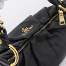 PRADA Chain Shoulder Shoulder Bag Leather Black Gold Auth 205977M-6