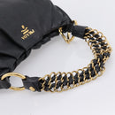 PRADA Chain Shoulder Shoulder Bag Leather Black Gold Auth 205977M-7