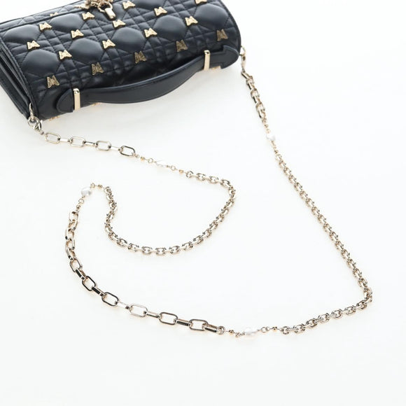 Christian Dior Cannage Miss Dior Chain Bag Lamb Skin 2way Black Auth 205981SAM