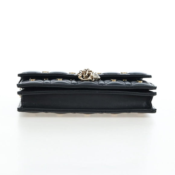 Christian Dior Cannage Miss Dior Chain Bag Lamb Skin 2way Black Auth 205981SAM
