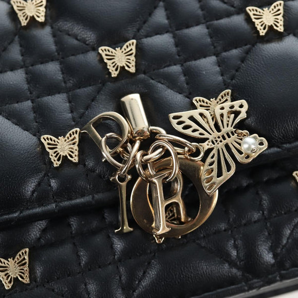 Christian Dior Cannage Miss Dior Chain Bag Lamb Skin 2way Black Auth 205981SAM