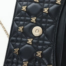 Christian Dior Cannage Miss Dior Chain Bag Lamb Skin 2way Black Auth 205981SAM-26
