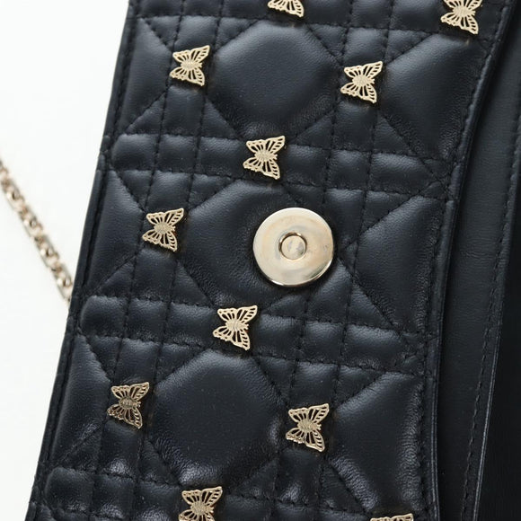 Christian Dior Cannage Miss Dior Chain Bag Lamb Skin 2way Black Auth 205981SAM