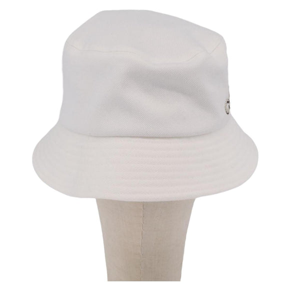 CHANEL Hat Canvas M White CC Auth 205982M