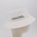 CHANEL Hat Canvas M White CC Auth 205982M-5