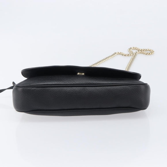 GUCCI Soho Chain Shoulder Bag Leather Black Gold 336752 Auth 205989M