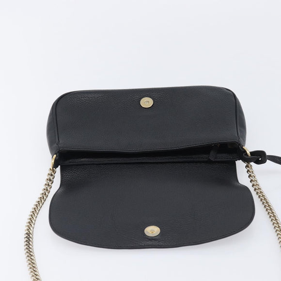 GUCCI Soho Chain Shoulder Bag Leather Black Gold 336752 Auth 205989M