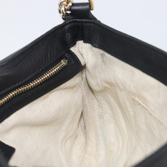 GUCCI Soho Chain Shoulder Bag Leather Black Gold 336752 Auth 205989M